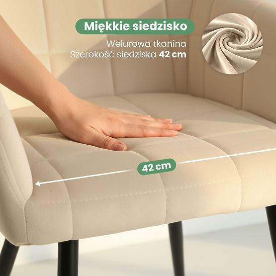 6x Sedia imbottita con cuciture quadrate Beige LUXANO Gambe nere