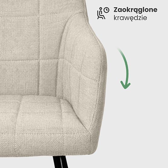 6x Sedia imbottita con cuciture quadrate Beige LUXANO Gambe nere tessuto Lumos