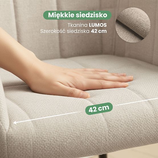 6x Sedia imbottita con cuciture quadrate Beige LUXANO Gambe nere tessuto Lumos