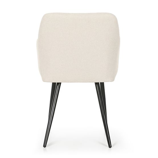 6x Sedia imbottita con cuciture quadrate Crema LUXANO Gambe nere tessuto Lumos