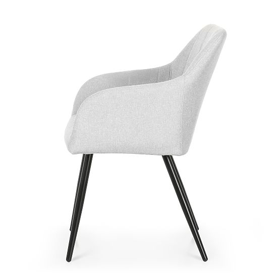 6x Sedia imbottita con cuciture quadrate Grigio Chiaro LUXANO Gambe nere tessuto Lumos