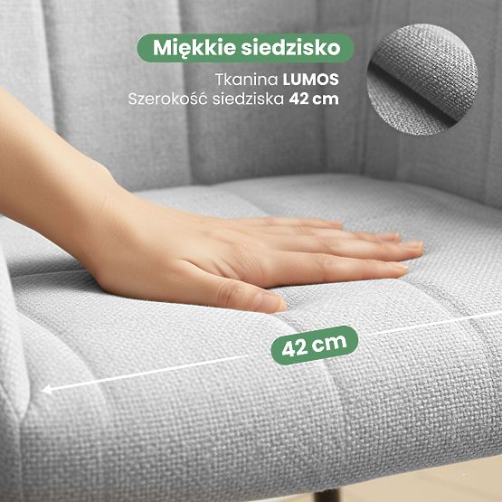 6x Sedia imbottita con cuciture quadrate Grigio Chiaro LUXANO Gambe nere tessuto Lumos