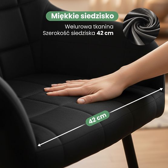 6x Sedia imbottita con cuciture quadrate Nero LUXANO Gambe nere
