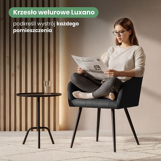 6x Sedia imbottita con cuciture quadrate Nero LUXANO Gambe nere