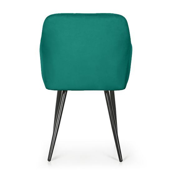 6x Sedia imbottita con cuciture quadrate Verde Bottiglia LUXANO Gambe nere
