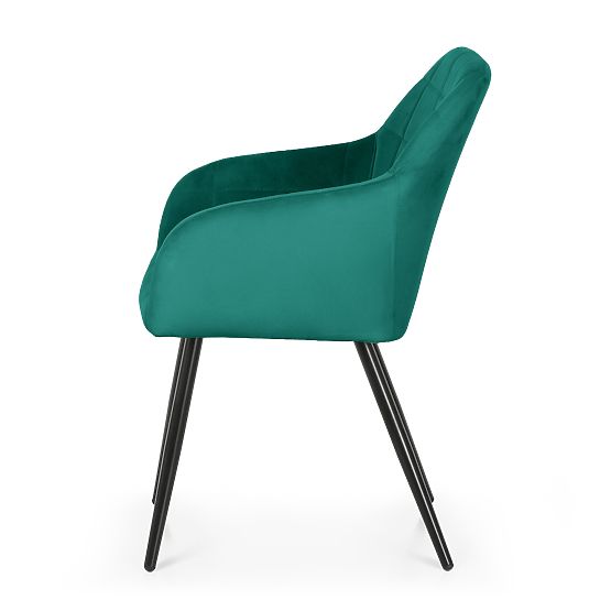 6x Sedia imbottita con cuciture quadrate Verde Bottiglia LUXANO Gambe nere