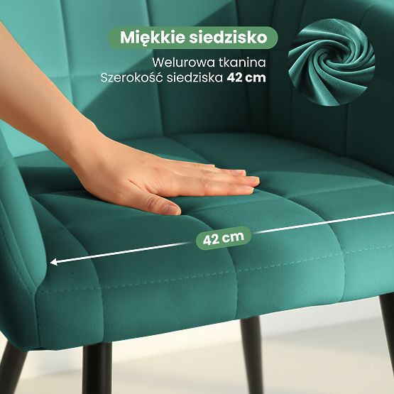 6x Sedia imbottita con cuciture quadrate Verde Bottiglia LUXANO Gambe nere