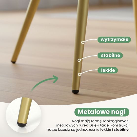 6x Sedia imbottite con cuciture quadrate Verde Smeraldo LUXANO Gambe dorate