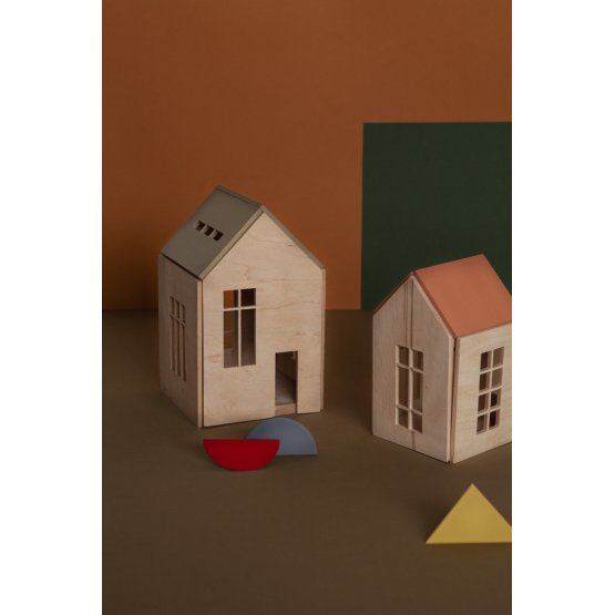 Magnetica casa in legno Montessori - kaki