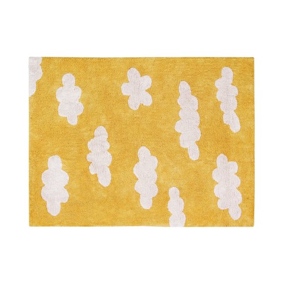 Tappeto in cotone per bambini - Nuvole senape