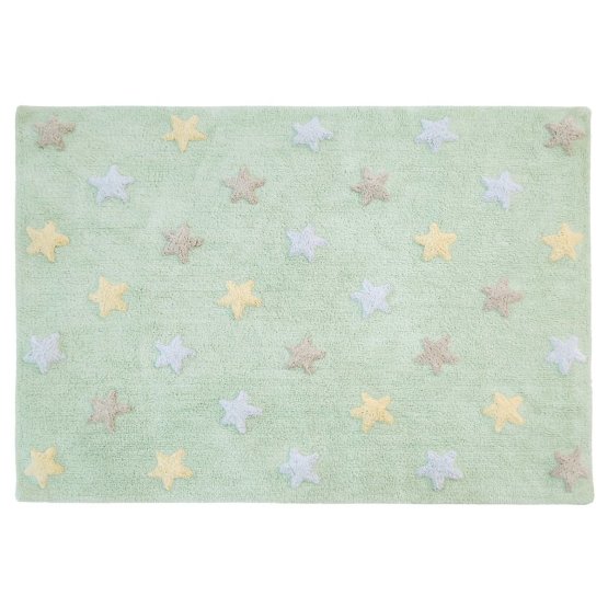 Tappeto per bambini con stelle Tricolor Stars - Soft Mint