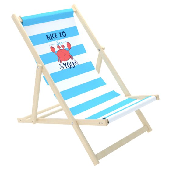 Sedia da spiaggia per bambini Krab - blu-bianco