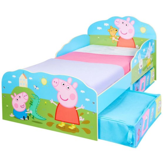 Letto per bambini Peppa Pig con scatole portaoggetti