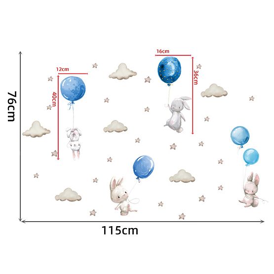Adesivi murali - Coniglio con palloncini
