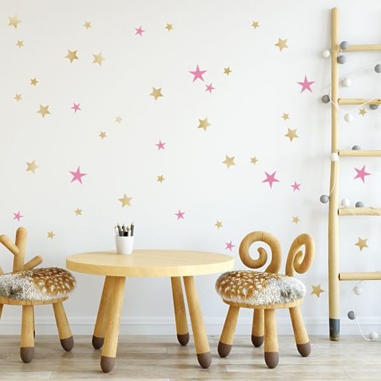Adesivi murali - STELLE ROSA E ORO