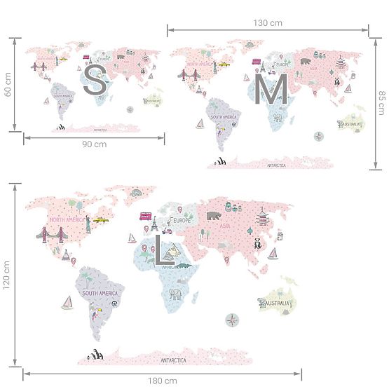 Adesivo murale Mappamondo - rosa