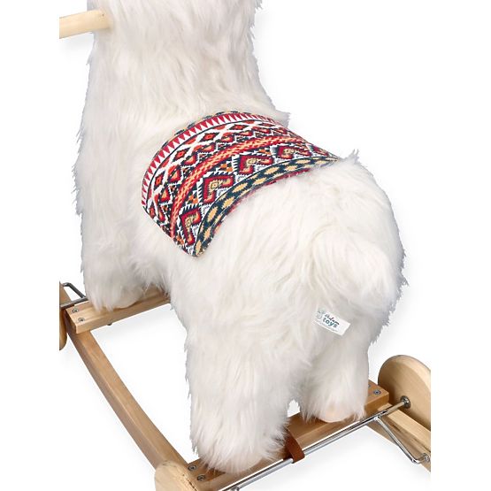 Alpaca su cavallo a dondolo con ruote