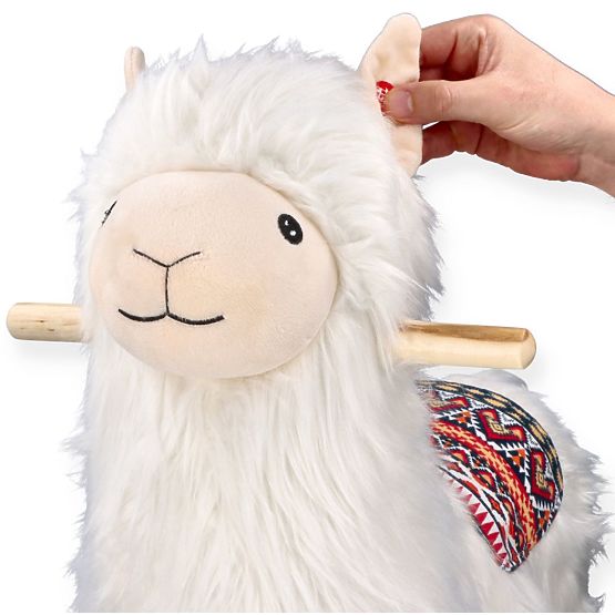 Alpaca su cavallo a dondolo con ruote