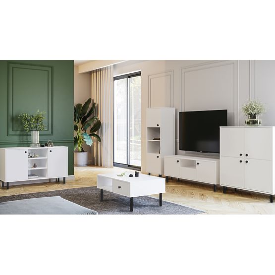 Alta credenza a quattro ante Venus bianca loft