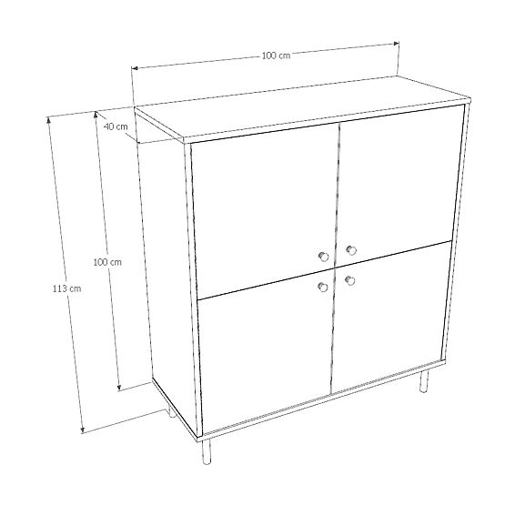 Alta credenza a quattro ante Venus bianca loft
