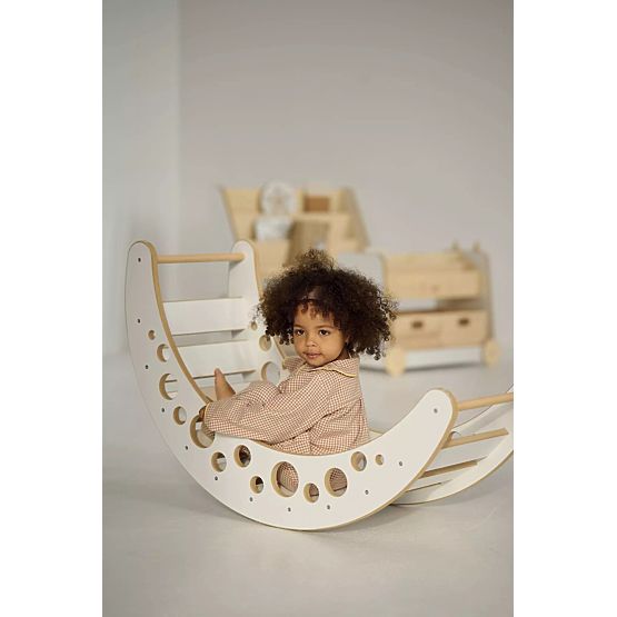 Altalena Montessori in legno MOON L - bianca