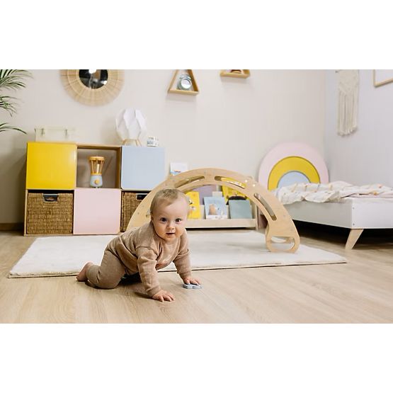 Altalena Montessori in legno - naturale con pioli colorati