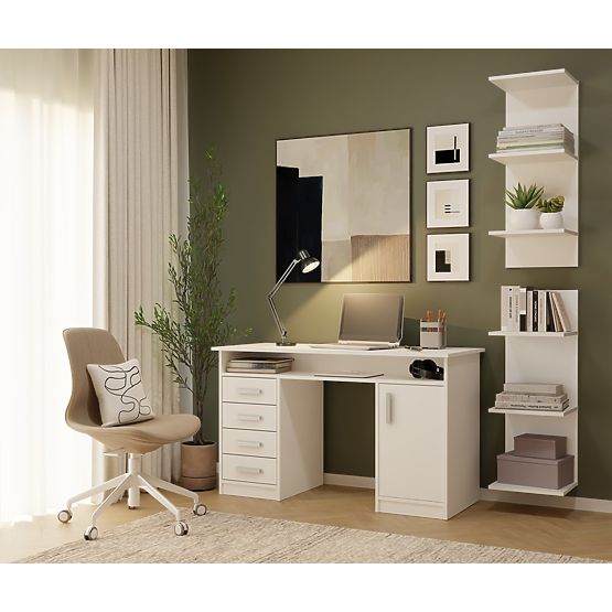 ALTO SCAFFALE BIANCO 6P 180 cm 6 Ripiani per Libri e Documenti per Ufficio e Soggiorno