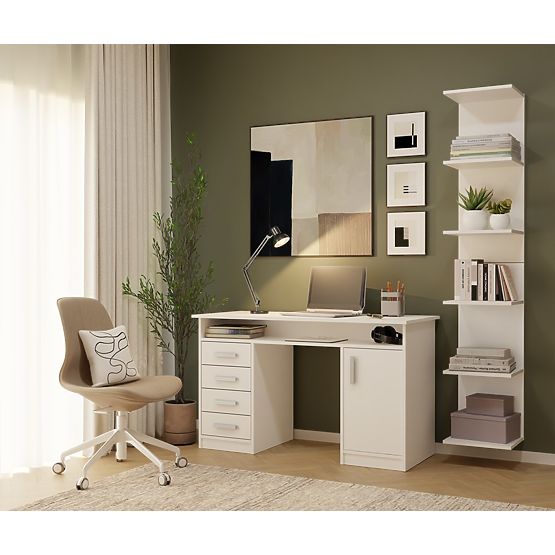ALTO SCAFFALE BIANCO 6P 180 cm 6 Ripiani per Libri e Documenti per Ufficio e Soggiorno