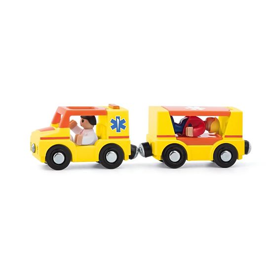 Ambulanza con rimorchio e figurine