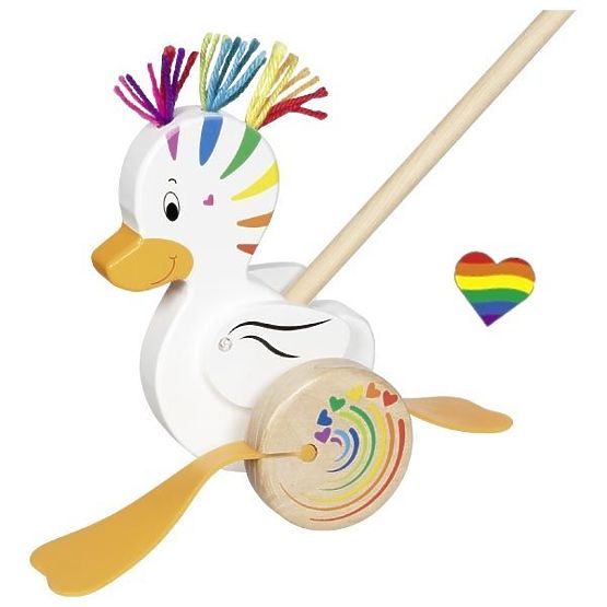 Anatra arcobaleno Lou su bastone da spingere