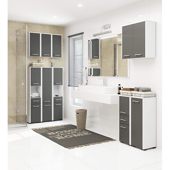 ARMADIETTO BAGNO FIN COLONNA 30 2D 1SZ 85cm PK BIANCO / GRIGIO