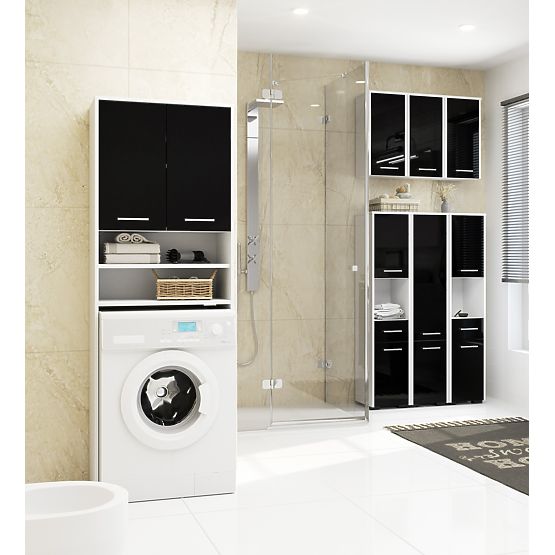 ARMADIETTO BAGNO FIN COLONNA 30 2D 1SZ 85cm PK NERO LUCIDO