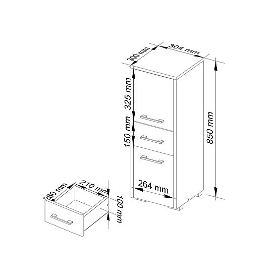 ARMADIETTO BAGNO FIN COLONNA 30 2D 1SZ 85cm PK ROVERE SONOMA