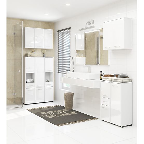 ARMADIETTO DA BAGNO FIN COLONNA 30 2D 140cm BIANCO LUCIDO