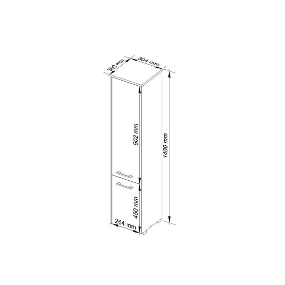 ARMADIETTO DA BAGNO FIN COLONNA 30 2D 140cm BIANCO LUCIDO