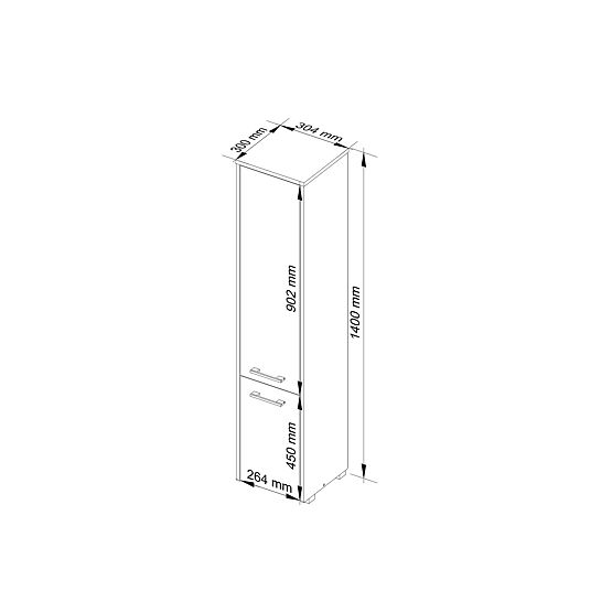 ARMADIETTO DA BAGNO FIN COLONNA 30 2D 140cm BIANCO