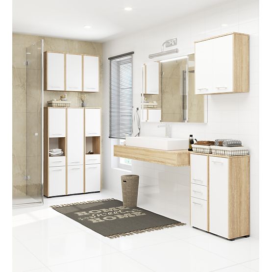 ARMADIETTO DA BAGNO FIN COLONNA 30 2D 1SZ 85cm PK ROVERE SONOMA / BIANCO