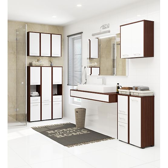 ARMADIETTO DA BAGNO FIN SOPRA LAVATRICE WENGE / BIANCO