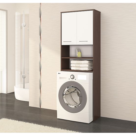 ARMADIETTO DA BAGNO FIN SOPRA LAVATRICE WENGE / BIANCO
