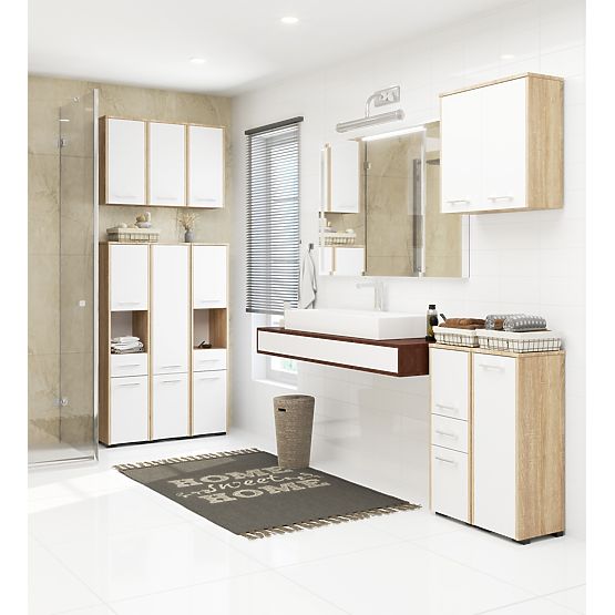 ARMADIETTO DA BAGNO IN PIEDI FIN S30 1D ROVERE SONOMA / BIANCO