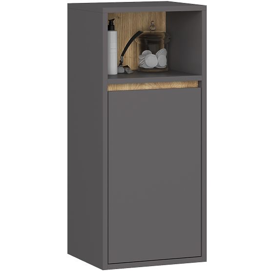 ARMADIETTO DA BAGNO SOSPESO VAMI W35 1D 1W GRAFITE GRIGIO / ROVERE ARTIGIANO