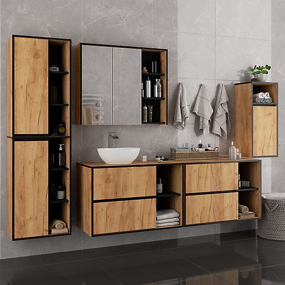 ARMADIETTO DA BAGNO SOSPESO VAMI W35 1D 1W ROVERE CRAFT / NERO