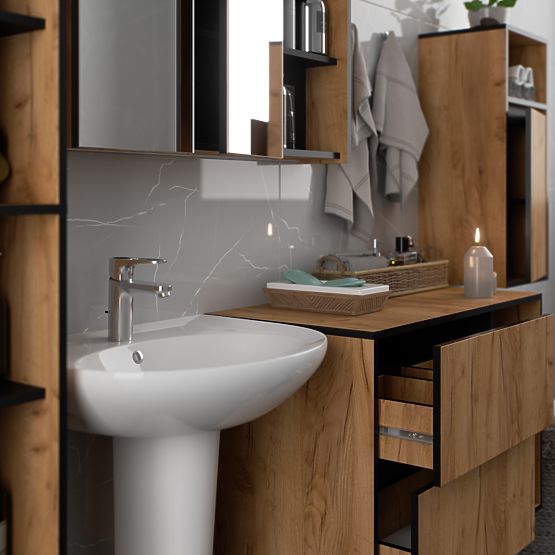 ARMADIETTO DA BAGNO SOSPESO VAMI W35 1D 1W ROVERE CRAFT / NERO