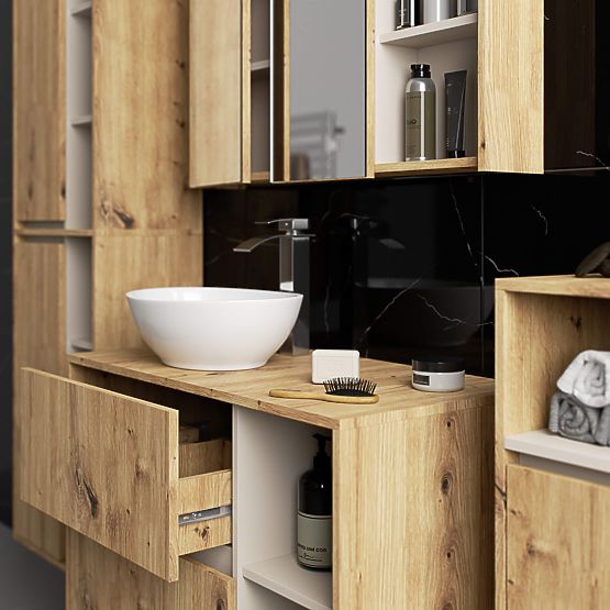 ARMADIETTO DA BAGNO SOTTO IL LAVABO CON FORI VAMI W90 UM 2SZ 2P ROVERE ARTIGIANO / CASHMERE