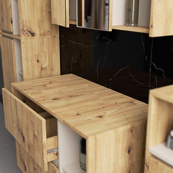 ARMADIETTO DA BAGNO SOTTO IL LAVABO CON FORI VAMI W90 UM 2SZ 2P ROVERE ARTIGIANO / CASHMERE