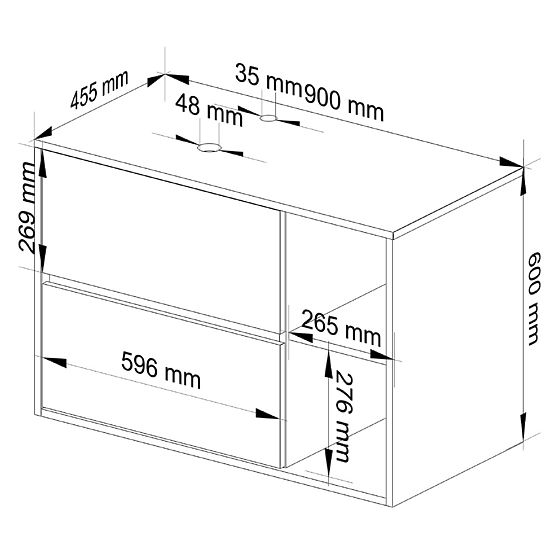 ARMADIETTO DA BAGNO SOTTO IL LAVABO CON FORI VAMI W90 UM 2SZ 2P ROVERE ARTIGIANO / CASHMERE