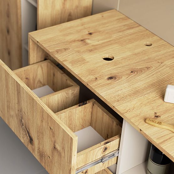 ARMADIETTO DA BAGNO SOTTO IL LAVABO CON FORI VAMI W90 UM 2SZ 2P ROVERE ARTIGIANO / CASHMERE