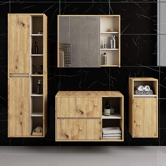 ARMADIETTO DA BAGNO SOTTO IL LAVABO CON FORI VAMI W90 UM 2SZ 2P ROVERE ARTIGIANO / CASHMERE