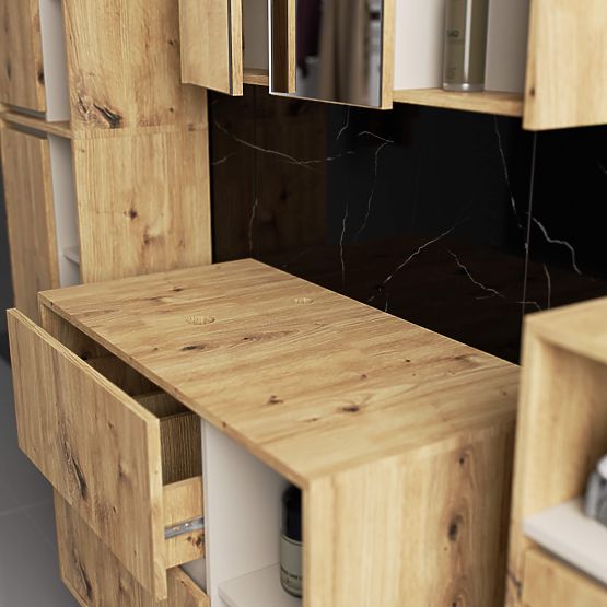 ARMADIETTO DA BAGNO SOTTO IL LAVABO CON FORI VAMI W90 UM 2SZ 2P ROVERE ARTIGIANO / CASHMERE