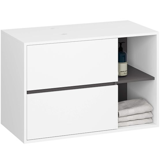 ARMADIETTO DA BAGNO SOTTO LAVABO CON FORI VAMI W90 UM 2SZ 2P BIANCO / GRIGIO GRAFITE